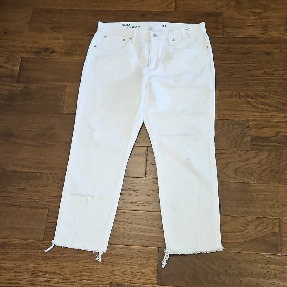 J. Crew White Boyfriend Jeans